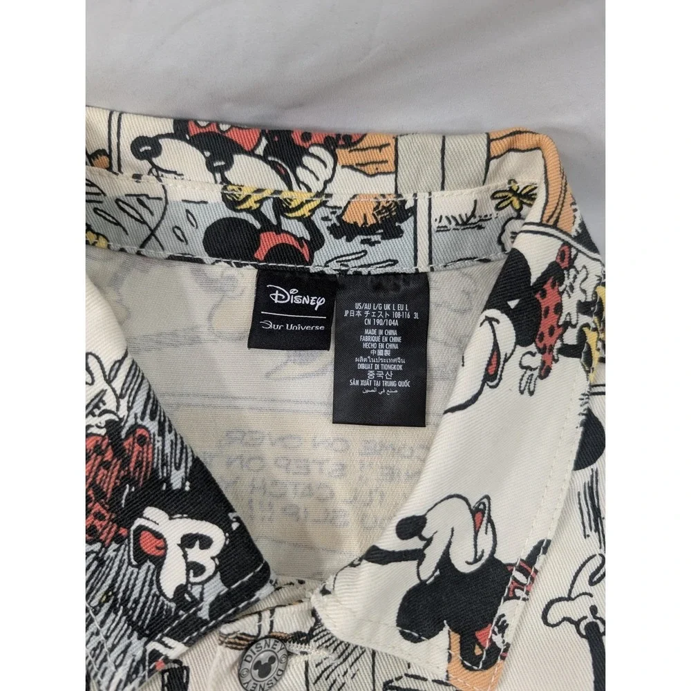 Disney Our Universe All Over Print Comic Mickey Minnie Mouse Denim Jacket Large